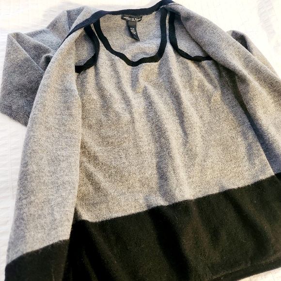 Marina Luna | Grey Black Cardigan Sweater Tank Set 100% Merino Wool - Picture 5 of 6